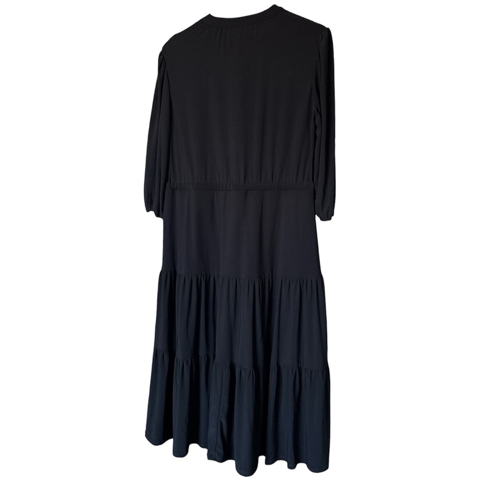 🖤 Anne Klein Tiered Midi Dress | NWT Gold Button Jersey, Size 8 - Picture 6 of 10